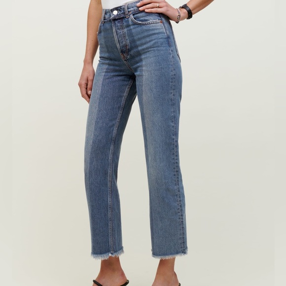 Reconstructed High Rise Straight Jeans | Reformation | 26 - Picture 3 of 7
